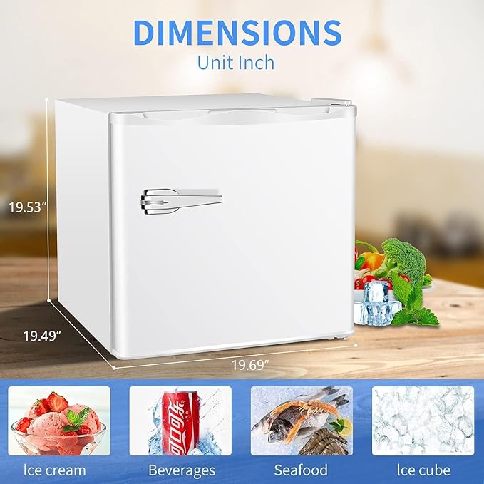 Antarctic Star 1.2 Cu.Ft Mini Upright Freezer, Compact Refrigerator with Adjustable Thermostat & Removable Shelves, Freestanding Small Freezer for Home Kitchen Office Garage, White