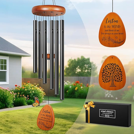 Memorial Sympathy Wind Chimes for Loss of Loved One, Winzwon Wind Chimes for Outside, Bereavement Sympathy Memorial Gifts for Loss of Mom Dad Husband Condolence Remembrance, Garden Patio Balcony Decor
