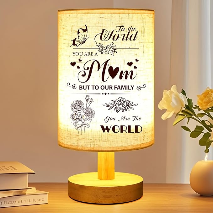 Linkax Mothers Day Gifts for Mom Wife Grandma Daughter Sister Nana Nanny from Son Daughter, Table Lamps Night Light with Fabric Shade, Personalized Mom Birthday Gifts for Mothers Day