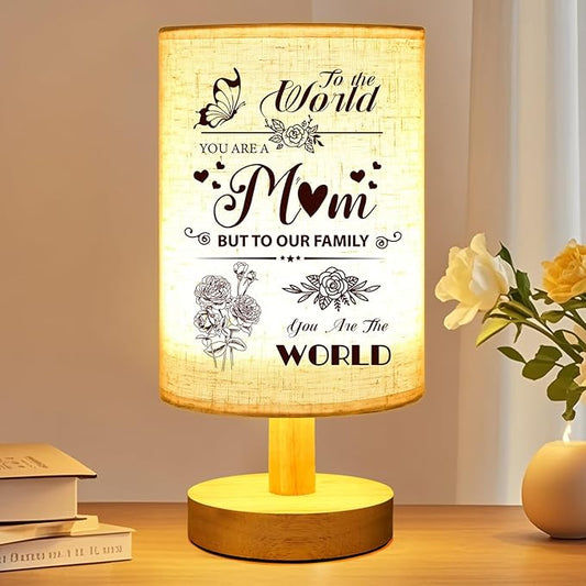 Linkax Mothers Day Gifts for Mom Wife Grandma Daughter Sister Nana Nanny from Son Daughter, Table Lamps Night Light with Fabric Shade, Personalized Mom Birthday Gifts for Mothers Day