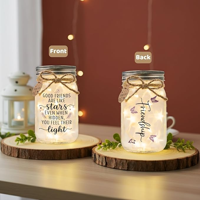 SOLMAY Friendship Gifts for Women, Mothers Day Gifts for Friends, Unique Best Friend Birthday Gift for Women, Sentimental Mason Star Jar, Bestie Birthday Gift Ideas