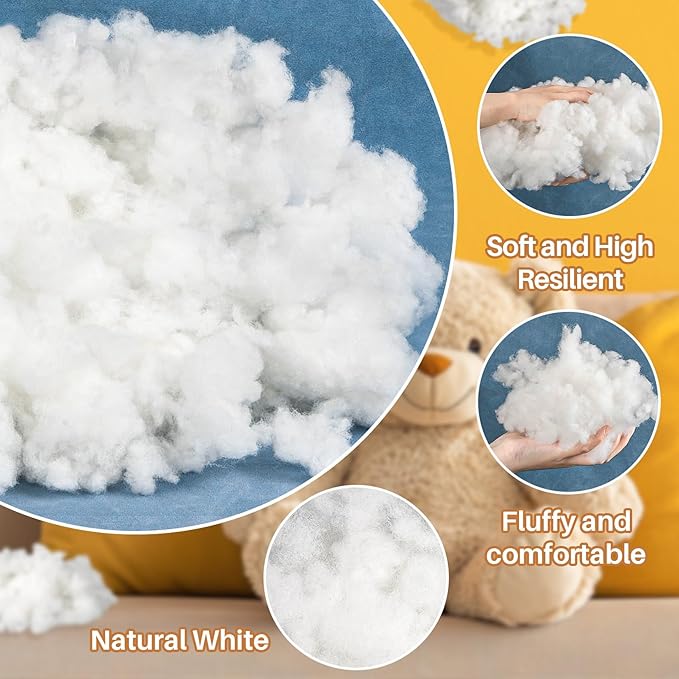 RAINFLOW 7.05oz Polyester Premium Fiber Fill - Polyester Fiber Fill,Stuffing for Pillow,Small Dolls,Cushion,Craft and Stuffed Animals,Polyfill Stuffing for DIY Craft,Recyclable