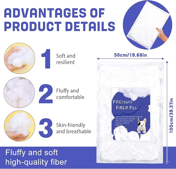 BUTUZE 3.3lb Polyfill Stuffing, (4.4lb-2.1oz) Fiberfill for Crafts, Polyester Fiber Fill, Resilience Fill Fiber for Stuffing Pillow and Home Decoration Projects