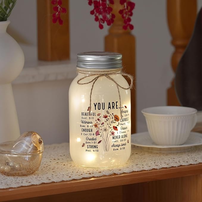 Maracco Inspiring Birthday Gifts for Women – Large Mason Jar Night Lights with You are, Inspirational Gift for Best Friend, Bestie, Girlfriend, or Yourself, Christian Religious Gifts for Women