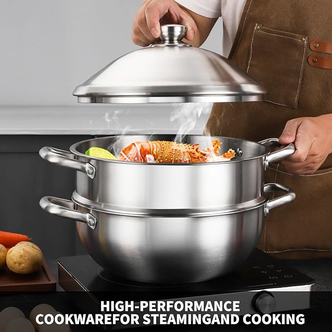 Delarlo Tri-Ply Stainless Steel 12 Inch Everyday Pan With Lid,7.2QT | kitchen everything pan, Chef's Pans,Induction Cooking Pot, 7.2QT Oven Safe Stock Pot, Up to 600℉