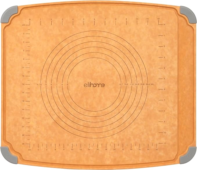 Elihome Essential Baking Pastry & Cutting Board for Kitchen, Wood Fiber Cutting Board for Kitchen, Knife Friendly, Dishwasher Safe, Non-Slip Feet, Juice Groove, Non-Porous, Eco Friendly, 15" x 18"