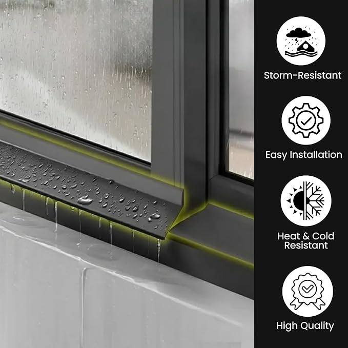 Waterproof Window Weather Bar-Self-Adhesive 135° Angle Seal for Rain Protection-Prevents Leakage for Sliding Doors and Windows (39 Inch (2))