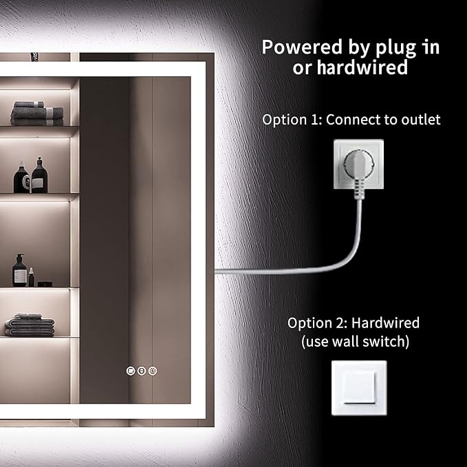 LOAAO 36"X36" LED Bathroom Mirror with Lights, Anti-Fog, Dimmable, Backlit + Front Lit, Lighted Bathroom Vanity Mirror for Wall, Memory Function, Tempered Glass, ETL Listed