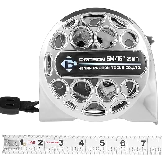 16 Ft Tape Measure, Stainless Steel Double Sided Scale Retractable Measuring Tape, Anti Fall Wear Resistant Metric Ruler, Hollow Design, Self Lock