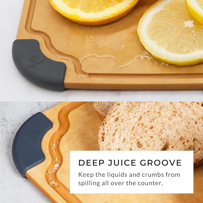 Elihome Essential Series Cutitng Board for Kitchen- Natural Wood Fiber, Dishwasher Safe, Eco-Friendly, Juice Grooves, Non-slip Feet, Non-Porous, Reversible, BPA Free, Medium - 12" x 8", 12pcs Pack