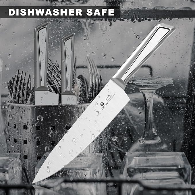 imarku 14-Piece Knife Set with Block, Built-in Sharpener, High Carbon Stainless Steel Kitchen Knives, Dishwasher Safe, Rust Resistant, Non- Slip Handle–Gift for Home Cooks & Chefs, White