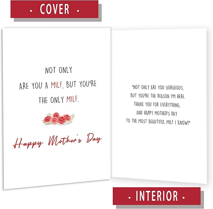 Ziwenhu Funny Milf Mother's Day Card for Wife, Naughty Mother's Day Cards from Husband,The Only Milf,Mothers Day Gift Idea for Women