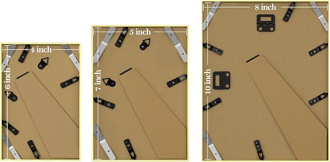 eletecpro Aluminum Gallery Wall Frame Set of 15 with Glass Cover, Gold | Including 3Pcs 8x10, 6Pcs 5x7, 6Pcs 4x6 Photo Frames, Multiple Sizes Picture Frames Collage Wall Decor or Tabletop Display