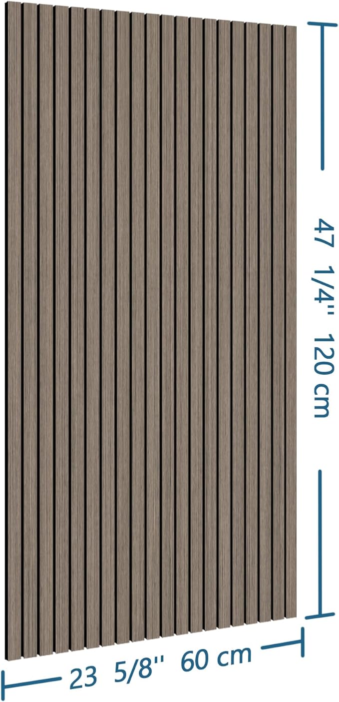 4-Piece Wood Slat Wall Panel for Interior Wall Decor Noise Cancelling 47.2" x 23.6" Peel and Stick Acoustic Decorative 3D Sound Absorbing Wall Paneling, Walnut