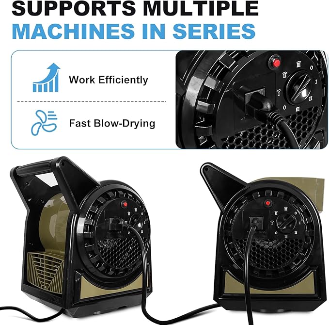 BILT HARD High Velocity Professional Pivoting Utility Fan, 15" 450 CFM Blower Fan with 3 Speeds for Drying, 120V Air Mover with AC Outlet for Garage, Job Site, Black