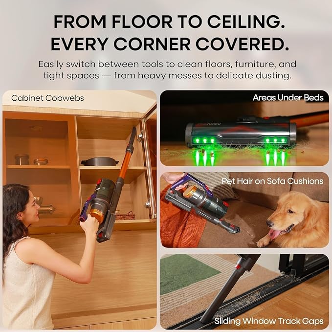 KIPMAX Cordless Vacuum Cleaner 50KPa 550W Powerful with Aromatherapy | 70Mins Anti-Tangled Vacuum Cleaner for Pet Hair/Carpet/Floor, Self-Standing Vacuum with Rechargeable Battery, LED Display