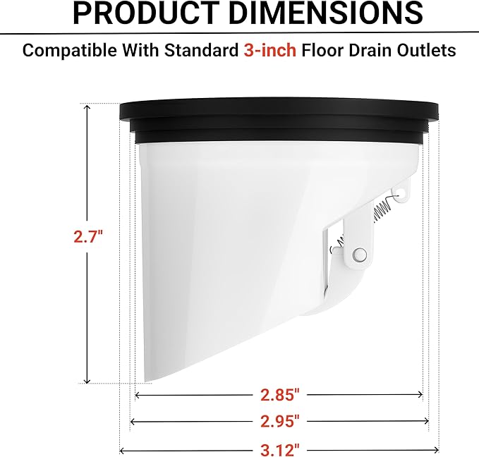 Drain Seal for 3 Inch General Purpose Floor Drain, Spring-Loaded Backflow Preventer Valve, Sewer Gas & Odor Blocker Core, Anti-Clog Solution for Basement & Shower (2)