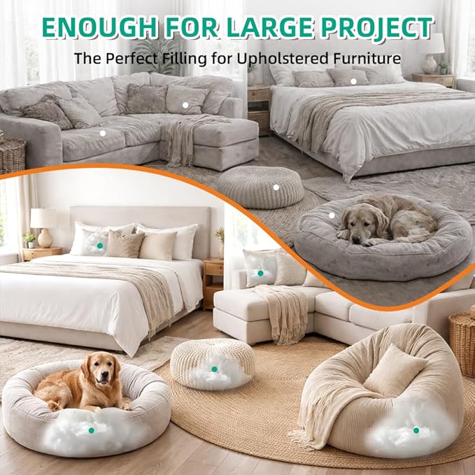 Welacer Polyfill Stuffing, Fluffy Pillow Stuffing for Stuffed Animals, DIY Plush Toys, Cushions, Cloud Decorations, Premium Original White Polyester Filling for Crochet Crafts,40lb/640oz