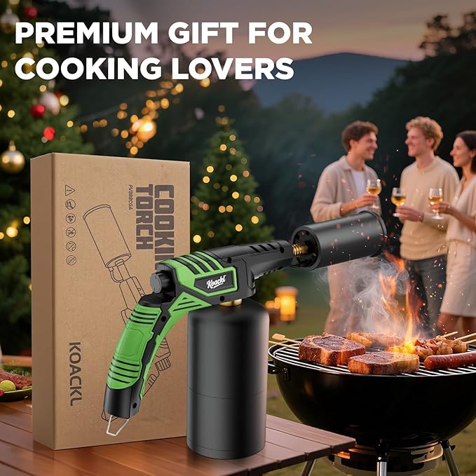 KOACKL Powerful Propane Torch, Propane Torch Head, Cooking Culinary Torch Lighter, Charcoal Lighter, Sous Vide Searing Steak, BBQ, Grill, Outdoor Campfire Charcoal Starter(Tank Not Included)