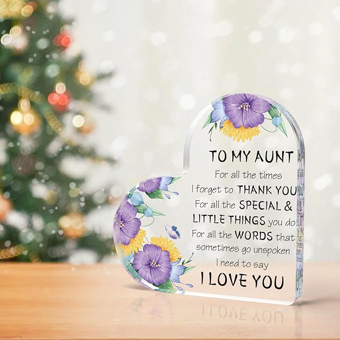 Aunt Gifts, Mothers Day Gift for Aunt from Nephew Niece, Birthday Christmas Gifts for Aunts Thanksgiving Gift Acrylic Desk Decorations