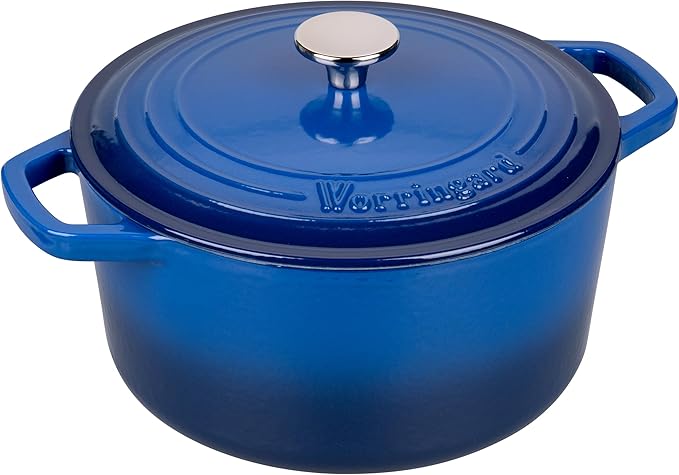 VORRINGARD Enameled Cast Iron Dutch Oven Pot with Lid, for Bread Baking, Round Bread Oven- include Sourdough Bread Baking Supplies Set, 4.5QT, Blue