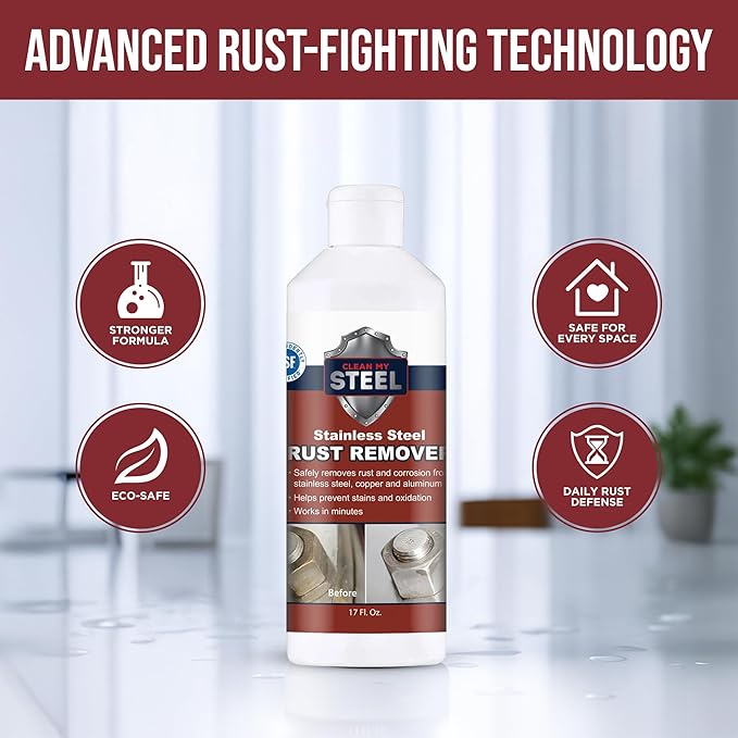 CLEAN MY STEEL Stainless Steel Rust Remover and Stain Cleaner Innoshine B570| 1 Liter | NSF Certified | Commercial & Industrial Grade