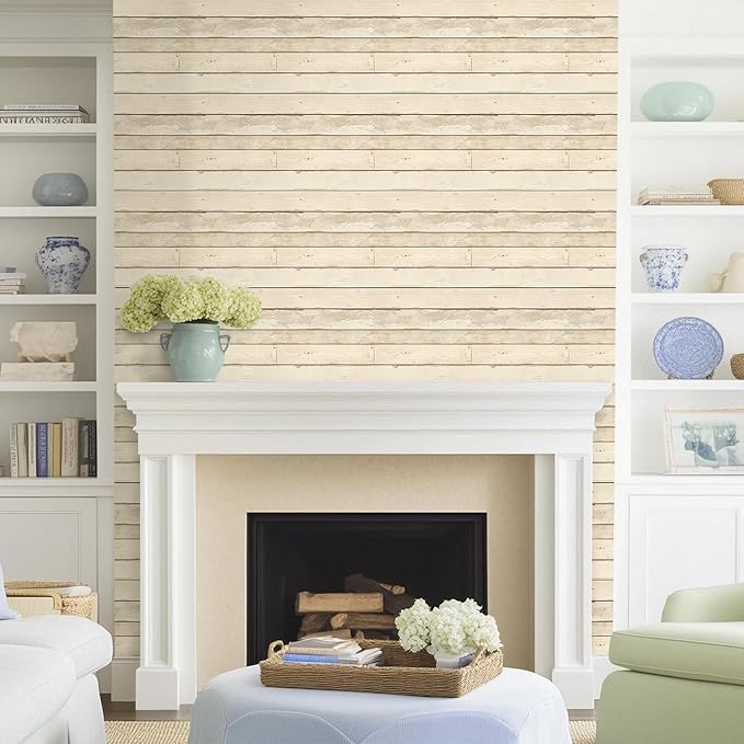 Commomy Peel and Stick Faux Wood - 10 Pcs 11.8"x11.8" Not Real Wood, Wall Sticker Tiles Ultralight PVC Wall Covering for Kitchen Backsplash,Bedroom,Retro Interior Decor