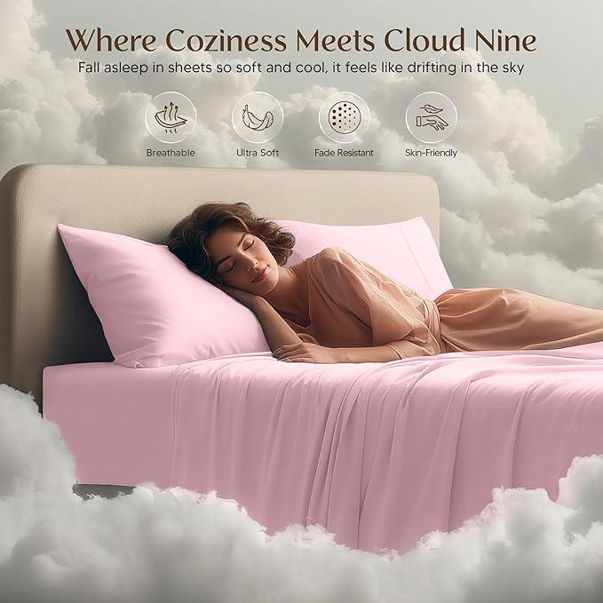 Utopia Bedding California King Size Sheet Set – 4 Piece Bed Sheets, Soft and Breathable Microfiber, Includes 1 Fitted Sheet, 1 Flat Sheet and 2 Pillowcases – Oeko Tex (Crystal Pink)