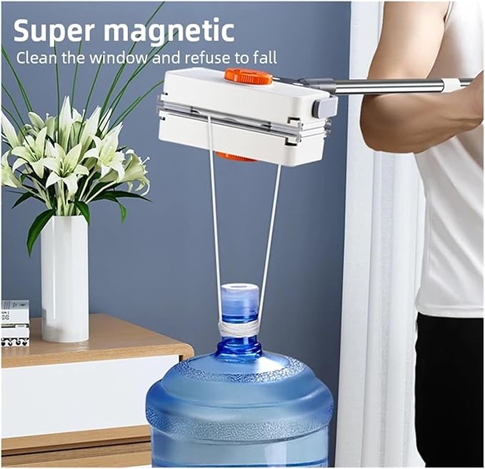 window cleaner tool, Magnetic Home Window Cleaner Brush Double With Telescopic Rod Super For Glass Cleaning Tools,for indoor outdoor(5-26mm With rod)