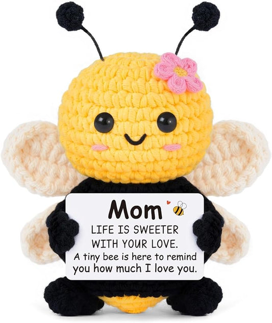 Gifts for Mom Mothers Day, Mom Gifts from Daughter Son - Cute Handmade Crochet Bee - Birthday Valentines Christmas Bonus Step Mother in Law, I Love You Mama Present, Emotional Support Decor