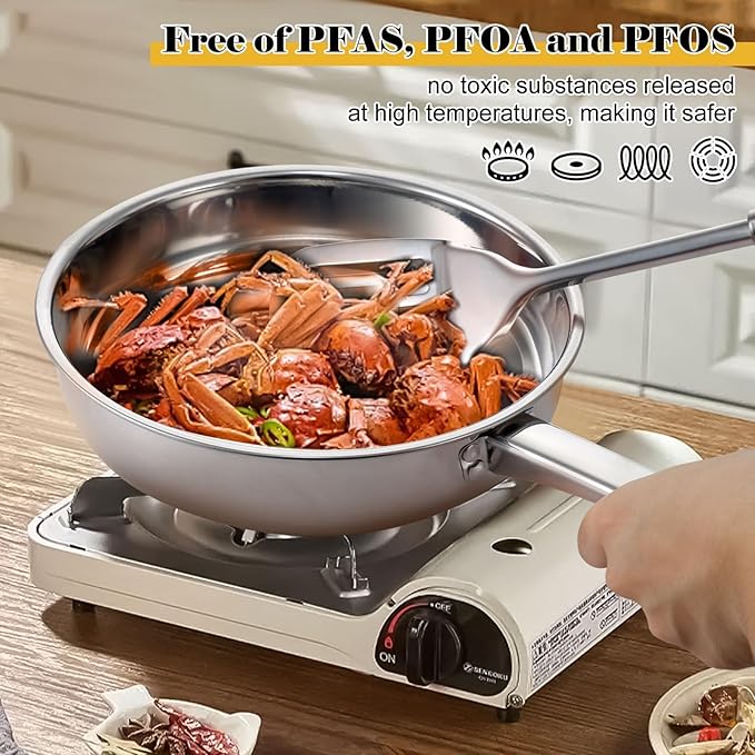 Hunnycook Stainless Steel Cookware Set - 15 Pieces Pots and Pans Set, Includes 6 Pots and Pans, 6 Lids and 3 Utensils, Fixed Handles, Induction Safe and Dishwasher Safe