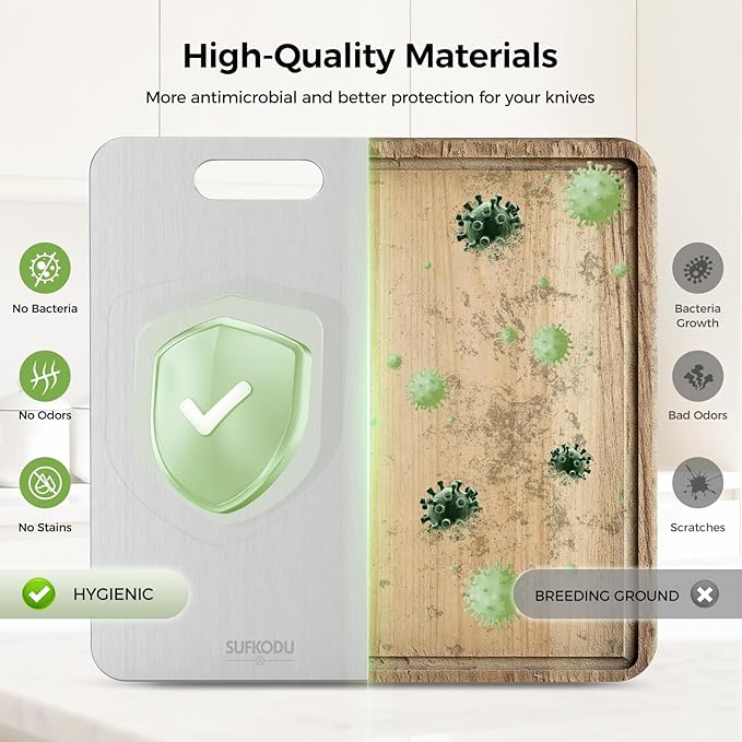 Titanium Cutting Board Set of 3, Titanium Cutting Boards for Kitchen, 100% Double-Sided Titanium Cutting Boards, Separate Raw and Cooked Food Areas, Non-Toxic, Dishwasher Safe (S+ M + L)