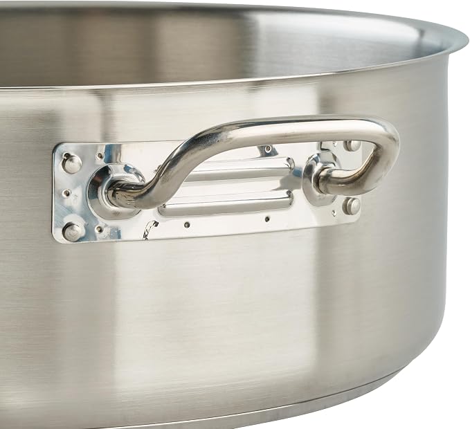 Winware - Stainless Steel 25 Quart Brasier with Cover | Made from extra-heavyweight 6mm thick 3003 aluminum, Great for Braising, Simmering, Batch Cooking and Restaurant Kitchens
