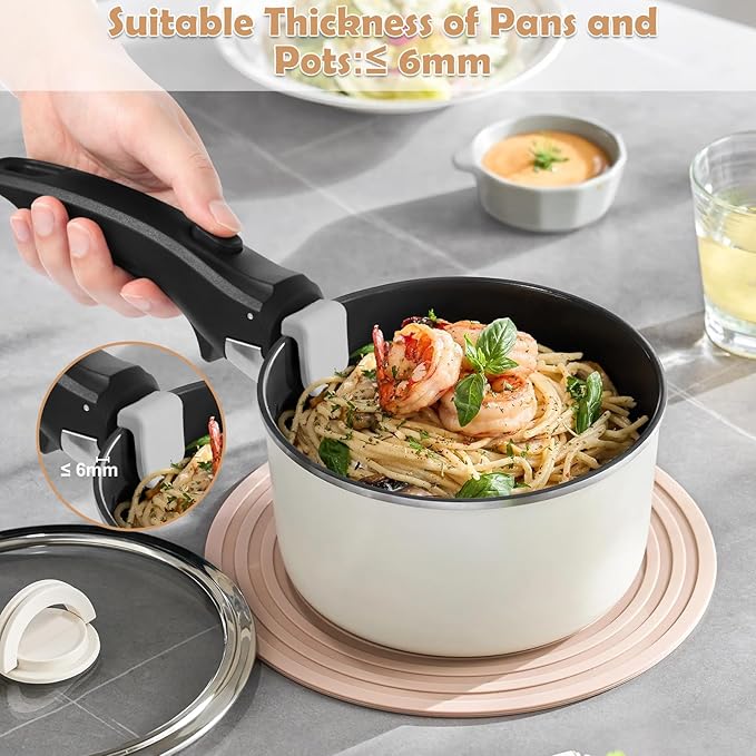 Wayona Removable Handle for Pots and Pans Black - Universal Detachable Pan Handle - Heat-Resistant Plastic, Stainless Steel, Silicone - Gray