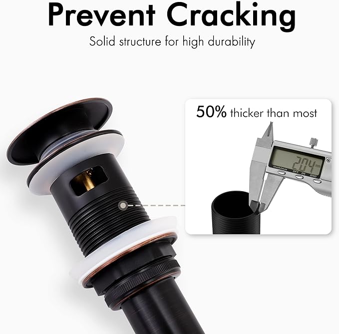 KES Bathroom Faucet Vessel Vanity Sink Pop Up Drain Stopper with Overflow Oil Rubbed Bronze, ALL Metal Rustproof Brass and 304 Stainless Steel, S2008A-ORB