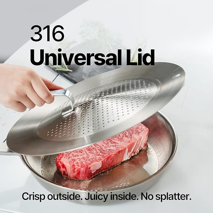 316 Stainless Steel Removable Handle Cookware, 5-Ply Stackable Cookware Set, 6-Piece Pans with Universal Lid, Induction Compatible, Oven & Dishwasher Safe
