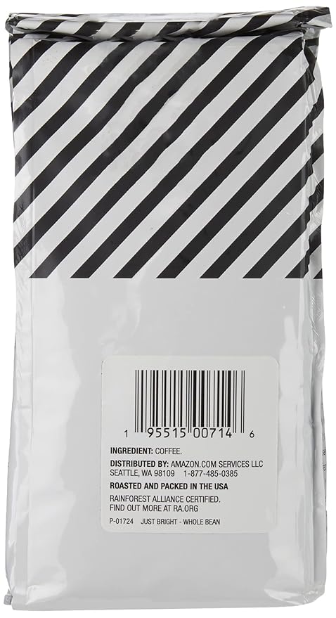 Amazon Fresh, Just Bright Whole Bean Coffee, Light Roast, 12 Oz (Pack of 4)