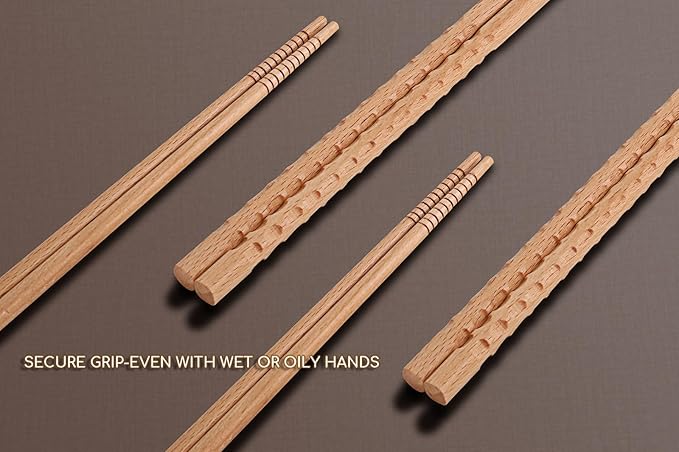 Donxote 16.5 inches Cooking Chopsticks, 2 Pairs Extra Long Anti-Slip Chopstick, Reusable for Noodles Frying Hotpot Wooden Kitchen Chop Sticks