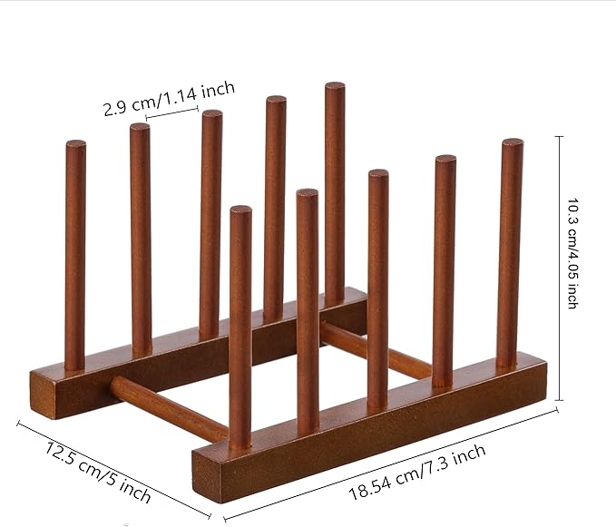 HBlife Teak Dish Plate Bowl Cup Book Pot Lid Cutting Board Drying Rack Stand Drainer Storage Holder Organizer Kitchen Cabinet（Keep Dry）
