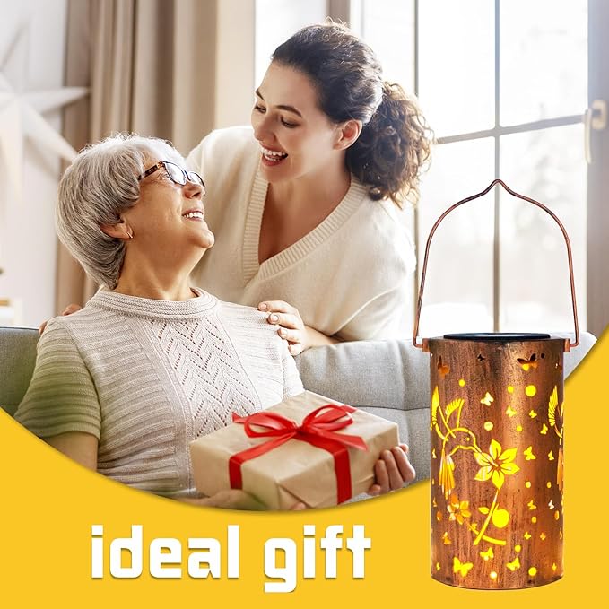 Mothers Day Gifts, 4 Pack Solar Lanterns Outdoor Waterproof Hummingbirds Birthday Gifts for Women Mom Grandma Garden Decor Hanging LED Decorative Light for Patio Yard Lawn Gardening Gifts