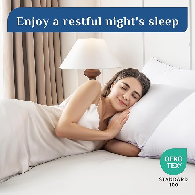 JOLLYVOGUE Pillows Standard Size Set of 4, Washable Supportive Full Size Bed Pillows with Super Soft Down Alternative Fill, Luxury Fluffy Hotel Quality for Side, Back and Stomach Sleepers