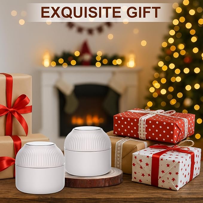 20 Pcs Mini Tea Tin Canister with Airtight Double Lids 2.5 oz Bulk Small Round Metal Tinplate Tea Tin Can Tiny Kitchen Containers for Loose Teas Spices Coffee Herb Sugar Candy (White)