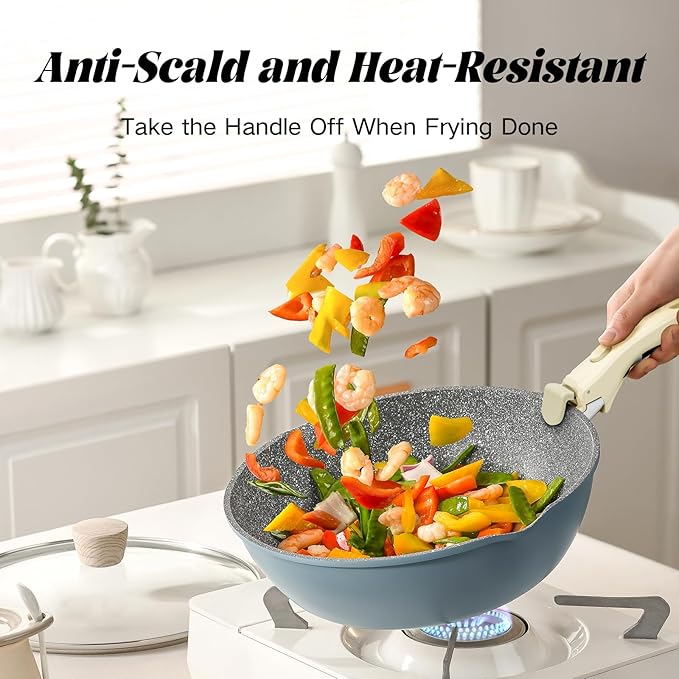 Detachable Handle Cookware Set 2 Pack Pots and Pans Replacement Handles Heat Resistant & Ergonomic Grip Compatible with Most Non-Stick Pans, Skillets & Pots (Beige and Black)