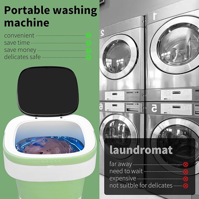 Portable Mini Washing Machine, 20L Upgraded with Spin Basket Laundry Machine, 3 Modes Deep Cleaning for Baby Clothes, Underwear & Socks, Perfect for Apartment, Dorm, Hotel, Travel & Camping