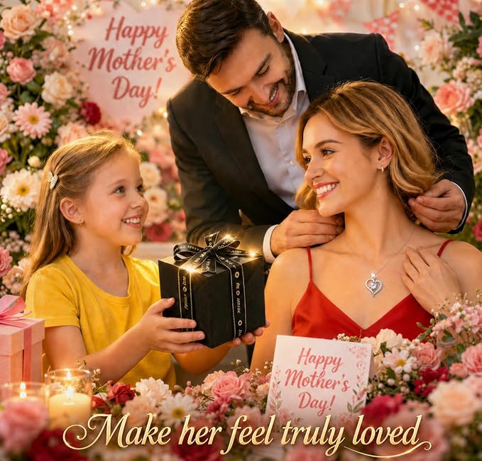 Forever Love Preserved Real Rose with Heart Necklace, Mothers Day Gifts for Mom, Wife, Anniversary Birthday Gifts for Women – Projects “I Love You” in 100 Languages