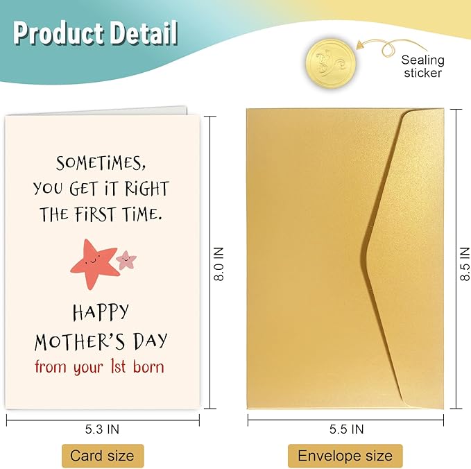 Spercy Funny Mother's Day Card from First Born, Funny Mothers Day Card From The Oldest Child, Sarcastic Mothers Day Gift from Daughter Son