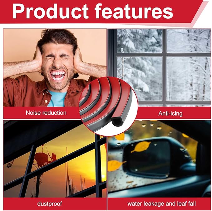 Pangda 18Ft D Shape Rubber Weather Stripping Foam Self-Adhesive EPDM Seal Strip for Noise Reduction Waterproof Dustproof for Cars Boats RVs Windows Doors (3/4" W x 3/4" H)