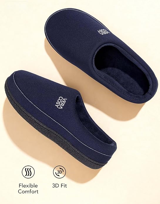 VeraCosy Men's Moccasin Slippers Comfy Soft Durable Slip-on Indoor Memory Foam House Shoes