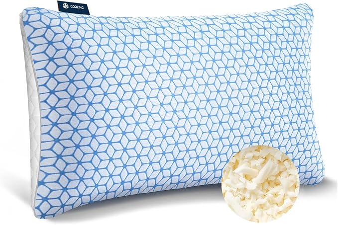 Love Attitude Bed Pillow King Size 1 Pack, Shredded Memory Foam Pillow Adjustable, Cooling Pillow Soft and Supportive for Side Back Stomach Sleepers
