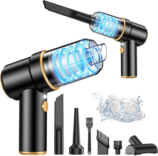 Handheld Car Vacuum Cleaner, 9000PA Hand Held Vacuum Cleaner & Air Duster | 120W High Power Portable Cordless, Rechargeable, Multi-Nozzles & LED Light, For Home, Car, Office